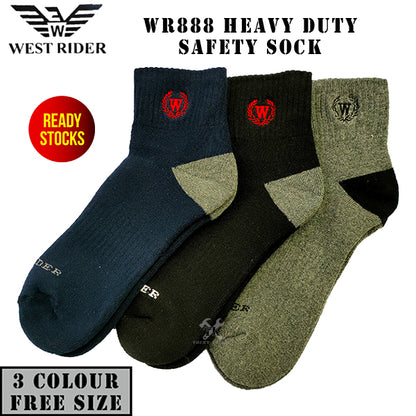 WR888 SOCK - READY STOCK WEST RIDER HEAVY DUTY SAFETY MEN SOCK / STOKING LELAKI KERJA TAHAN LASAK / STRETCHABLE 100% COTTON