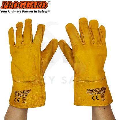 PROGUARD HEAVY DUTY WELDING GLOVE GOAT GRAIN LETHERS FREESIZE AGRON GLOVE FOR GENERAL WORK ( READY STOCK )