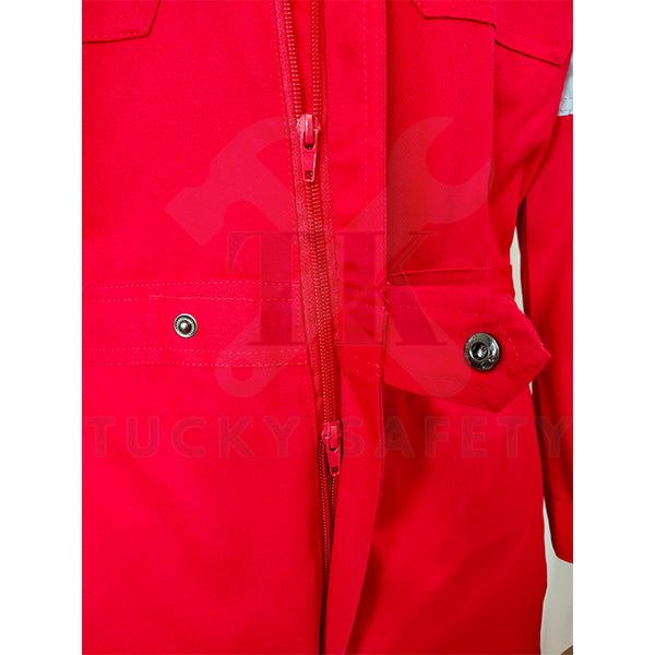 TK8820 TK 100% COTTON MEN'S WORKING COVERALL WITH BUTTON / DOUBLE ZIPPER COVERALL KERJA LELAKI- MAROON