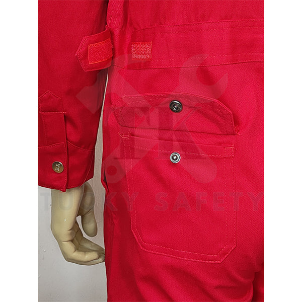 TK8820 TK 100% COTTON MEN'S WORKING COVERALL WITH BUTTON / DOUBLE ZIPPER COVERALL KERJA LELAKI- MAROON