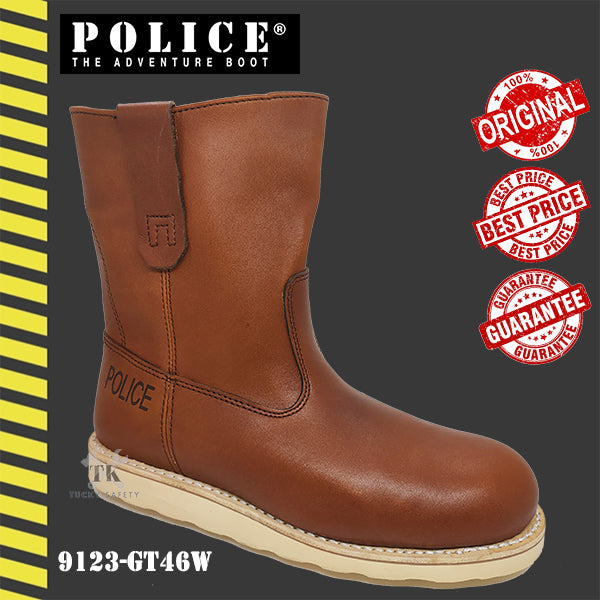 9123 White Sole  - ( SIZE 6-9 ) POLICE HEAVY DUTY HIGH CUT SAFETY BOOT / KASUT KERJA TINGGI LELAKI