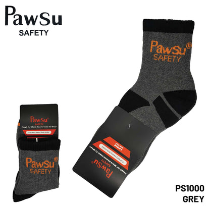 PS1000 [ PAWSU ] 1 PAIR HEAVY DUTY SAFETY MEN SOCK MID CUT STRETCHABLE HIGH QUALITY DURABLE / STOCKING KAIN TEBAL COTTON SOCK FREE SIZE