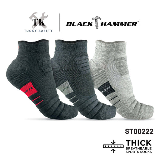 ST00222 - BLACK HAMMER Heavy Duty Sport Series Thick Sport Sock Low Ankle Socks Durable Comfort Cotton Sock Breathable Stokin Lelaki Kerja