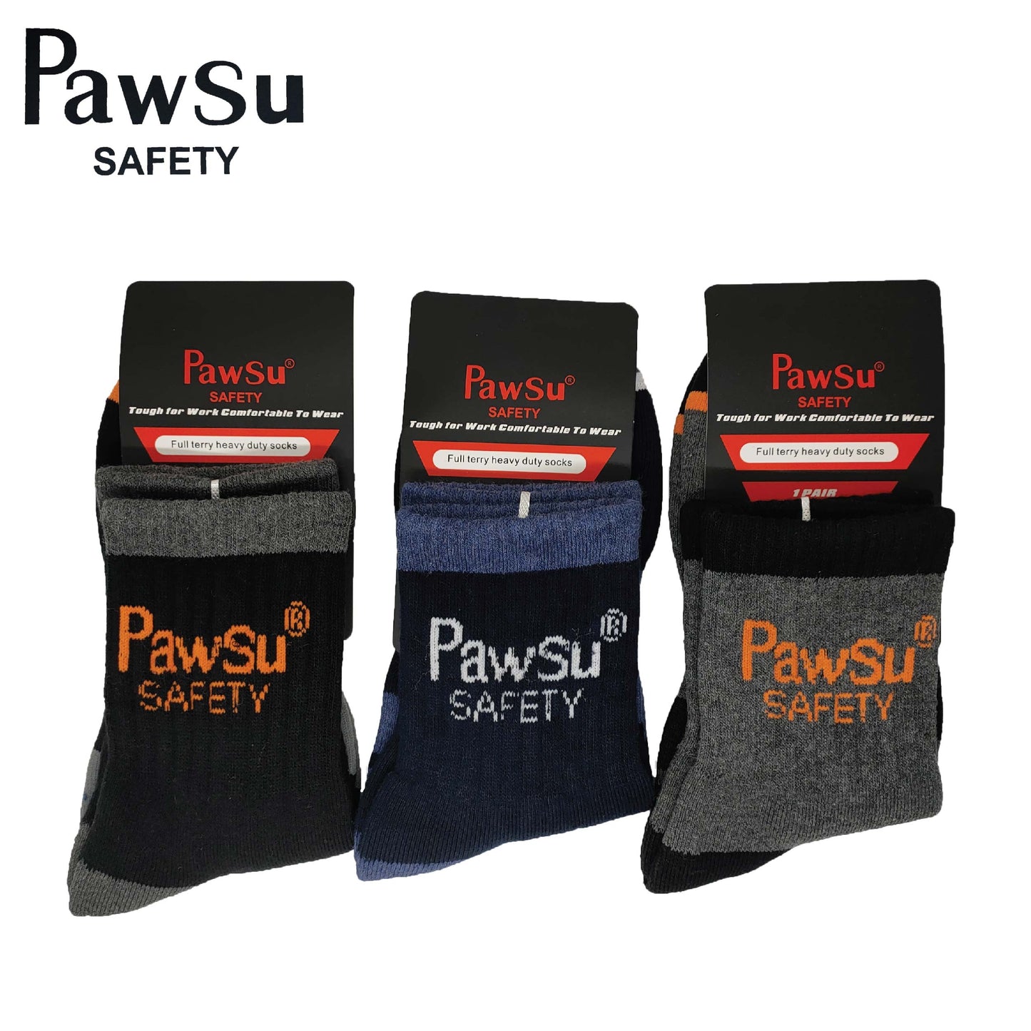 PS1000 [ PAWSU ] 1 PAIR HEAVY DUTY SAFETY MEN SOCK MID CUT STRETCHABLE HIGH QUALITY DURABLE / STOCKING KAIN TEBAL COTTON SOCK FREE SIZE