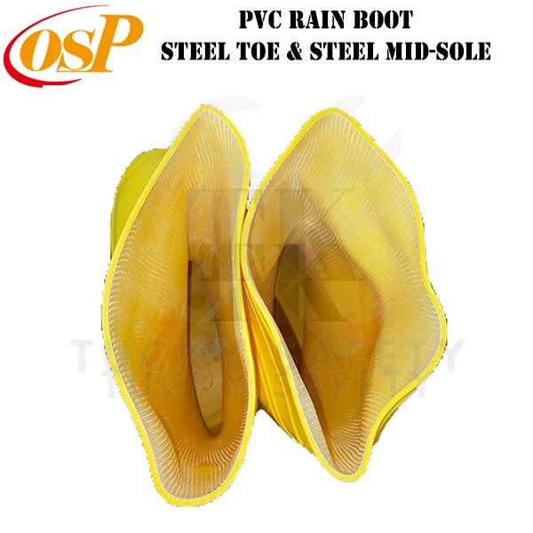 [ READY STOCK ] ( SIZE 5-11 ) OSP SAFETY RUBBER BOOTS WITH STEEL TOE CAP AND MID SOLE / RICO YELLOW BOOT