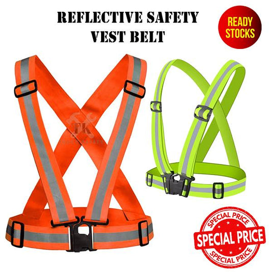 VEST BELT READY STOCK ADJUSTABLE SAFETY VISIBILITY REFLECTIVE VEST BELT / NIGHT GLOWING / OUTDOOR ACTIVITY