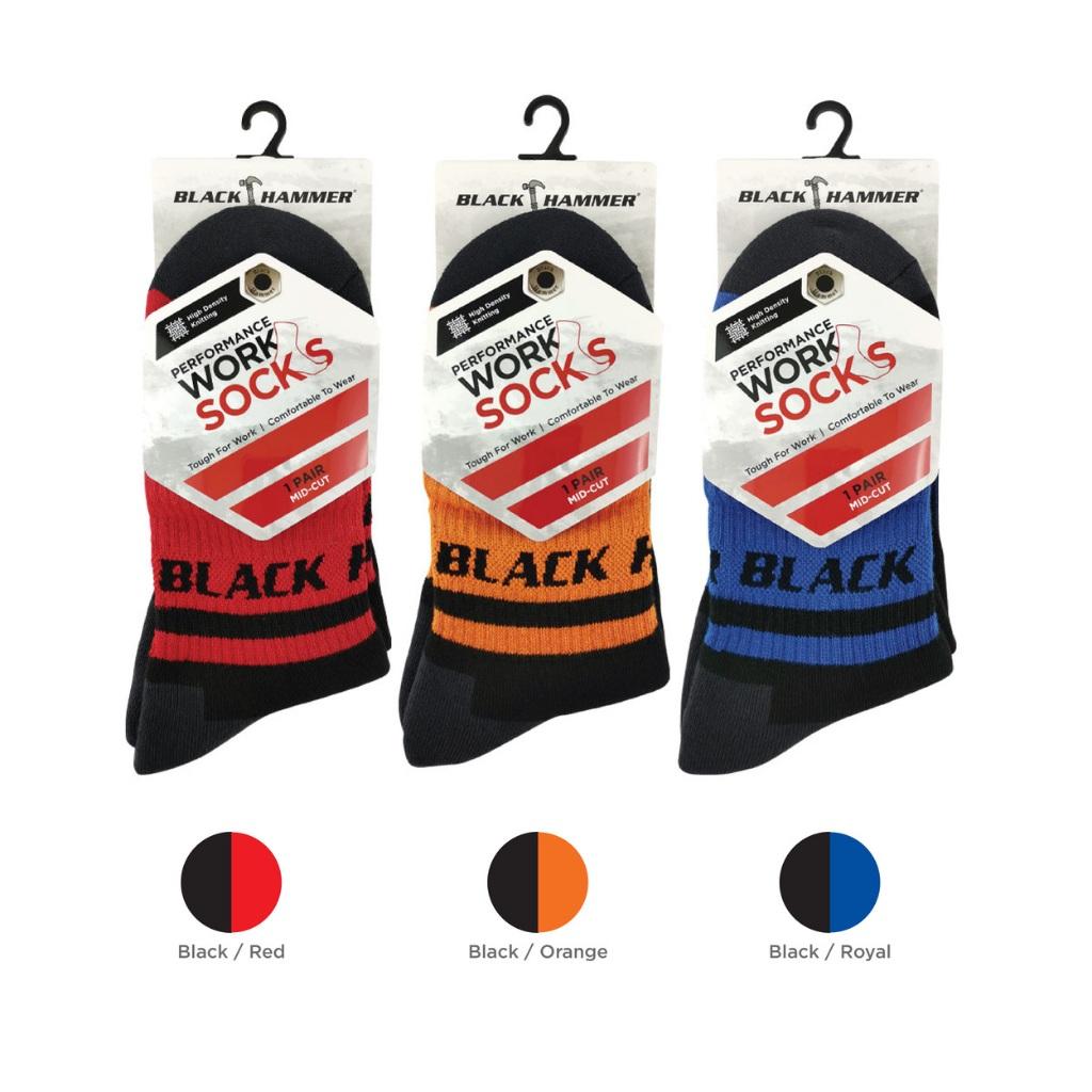 ST00220 - BLACK HAMMER Heavy Duty Sport Series Performance Socks Durable Comfort Cotton Sock Breathable Stokin Lelaki Kerja