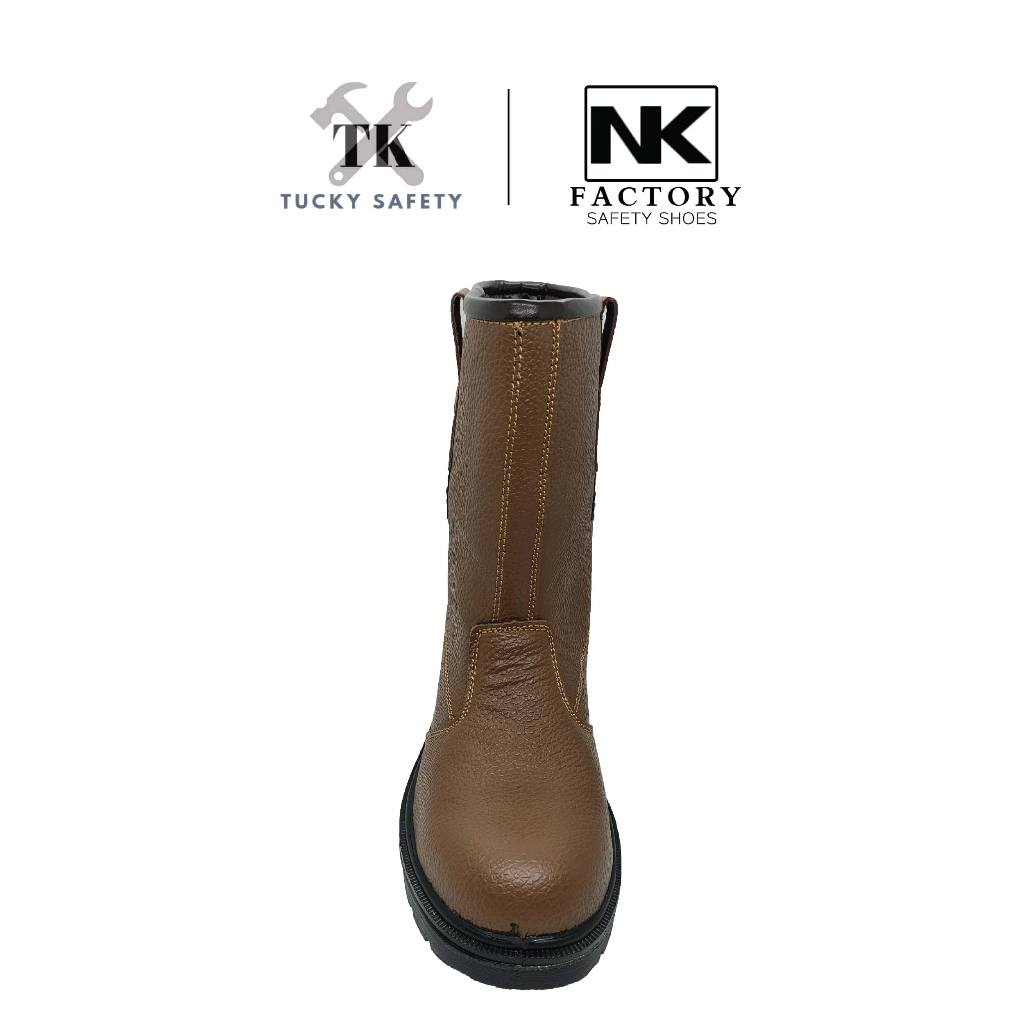 NK-1-BRW NK SAFETY SHOES STEEL TOE CAP SAFETY BOOT STEEL PLATE PU SOLE / KASUT SAFETY KERJA ARTIFICIAL LEATHER