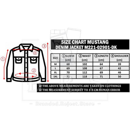 M221-02901 [ MUSTANG ] SIZE M-2XL MEN'S DENIM JEANS LONG SLEEVE JACKET / HIGH QUALITY FASHIONABLE OUTERWEAR JEANS JACKET