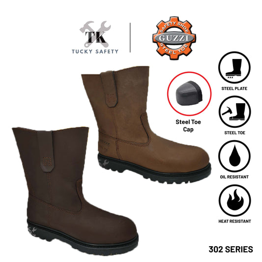 302 SERIES GUZZI SAFETY BOOT / HEAVY DUTY SAFETY BOOT / KASUT KERJA SAFETY BOOT 2058 - DARK BROWN