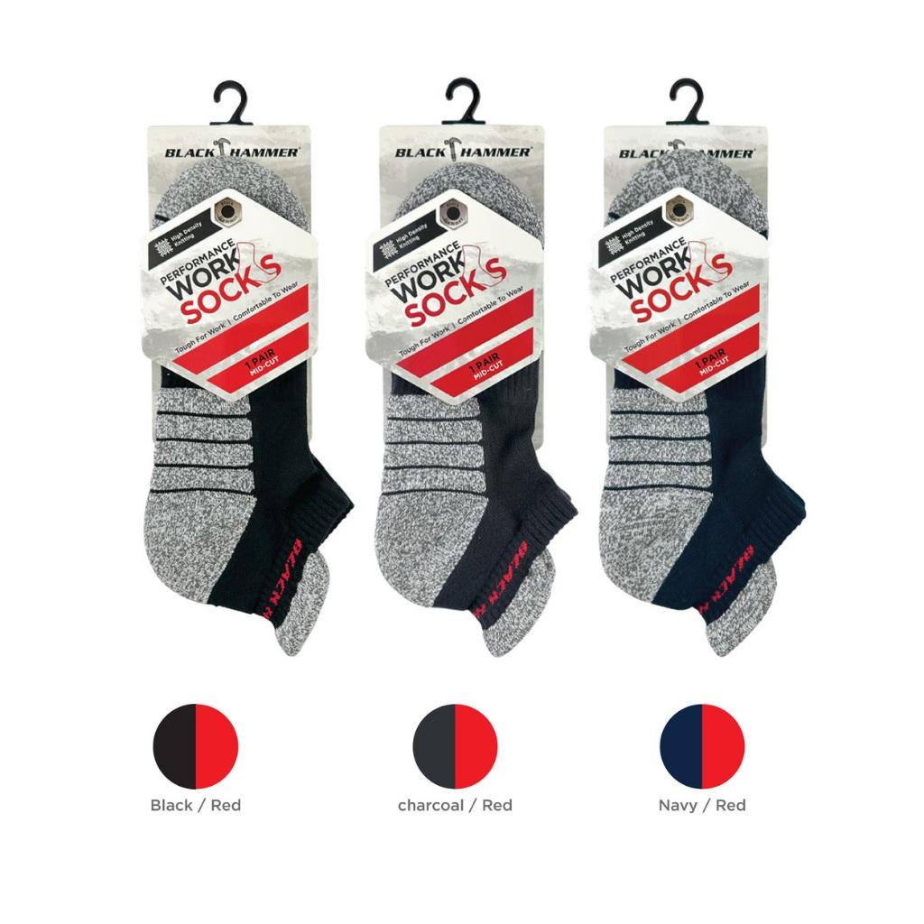 ST00221 - BLACK HAMMER Heavy Duty Sport Series Performance Low Ankle Socks Durable Comfort Cotton Sock Breathable Stokin Lelaki Kerja