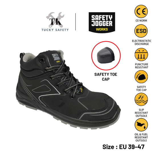 CADOR S3 MID [ SAFETY JOGGER ] S3 ESD SRC Sporty, mid-cut ESD safety shoe with a steel toe cap and midsole Safety Toe