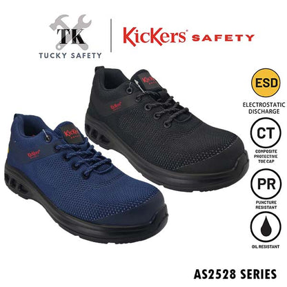 AS2528 [ KICKERS SAFETY ] LIGHT WEIGHT SPORT SAFETY SHOES ESD LELAKI LACES LOW CUT DESIGN SUKAN KASUT KESELAMATAN