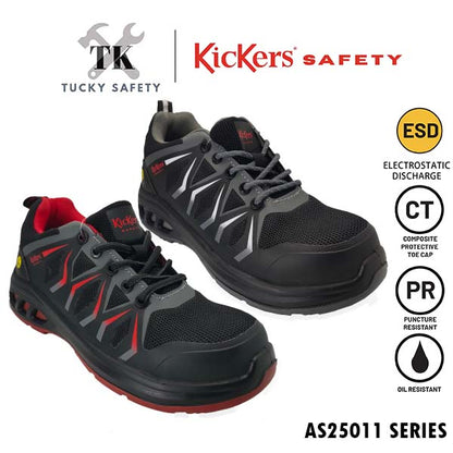 AS25011 [ KICKERS SAFETY ] LIGHT WEIGHT SPORT SAFETY SHOES ESD LELAKI LACES LOW CUT DESIGN SUKAN KASUT KESELAMATAN