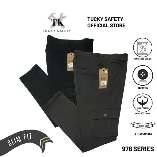 978 SERIES - HEAVY DUTY WORKING PANTS / STRETCHABLE SLIM FIT CARGO PANTS / COTTON CARGO PANTS / SELUAR KERJA POCKET