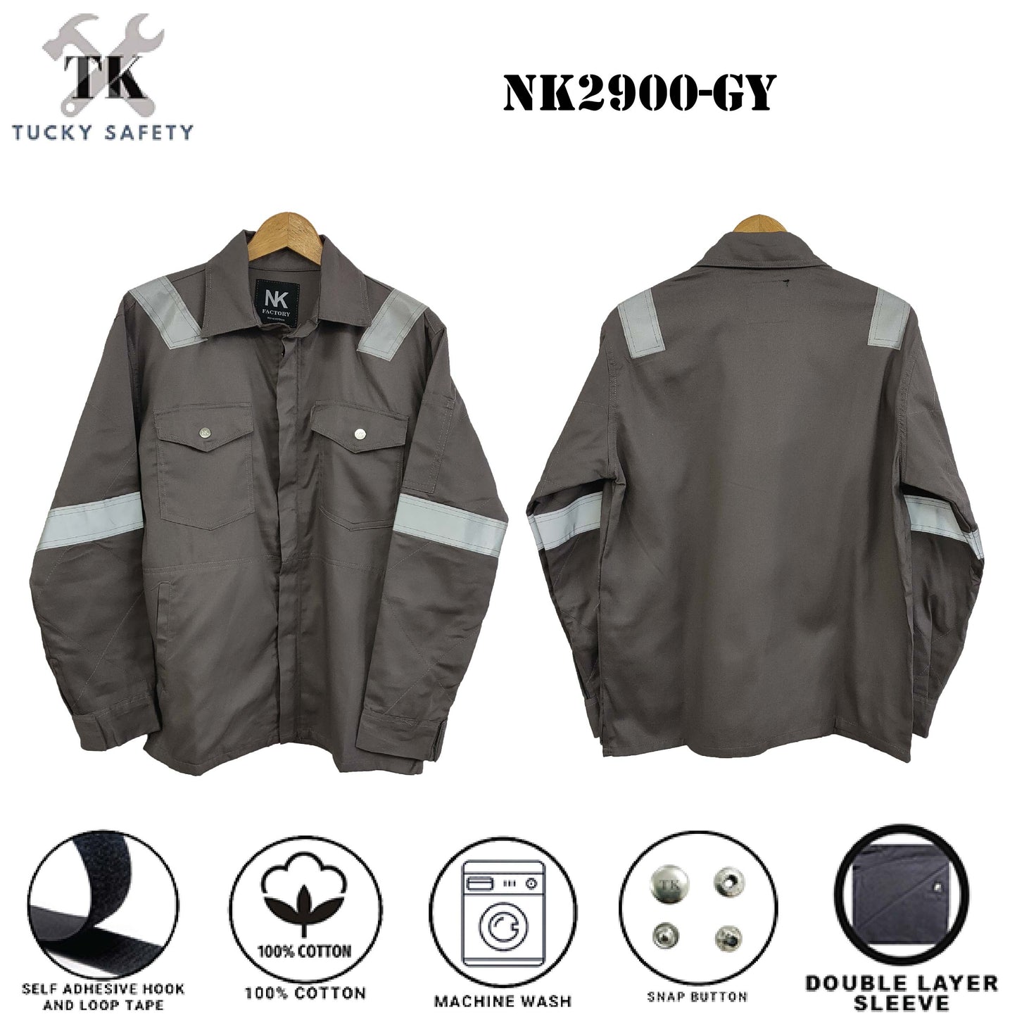 2900 SERIES - NK WELDING SAFETY JACKET WITH DOUBLE LAYER SLEEVE / BAJU KERJA WELDER DUA LAPIS LENGAN