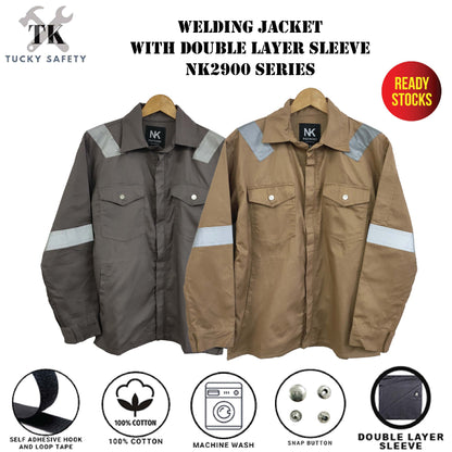 2900 SERIES - NK WELDING SAFETY JACKET WITH DOUBLE LAYER SLEEVE / BAJU KERJA WELDER DUA LAPIS LENGAN