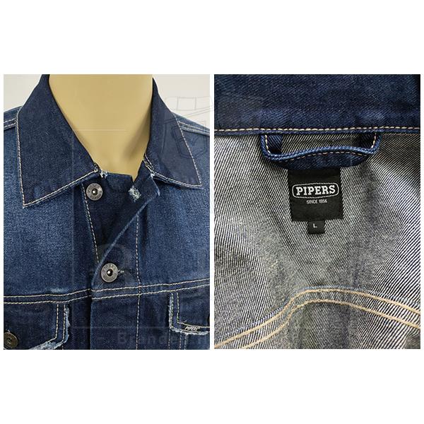 P921-45901 [ PIPERS ]  ( SIZE L-2XL ) MEN'S DENIM JEANS JACKET / PLAIN CASUAL LONG SLEEVE JACKET