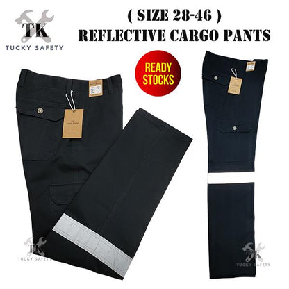 2166 KAIN TEBAL - ( SIZE 28-48 ) WEST RIDER BLACK COLOR KAIN TEBAL MEN'S REFLECTIVE WORKING PANTS 300gsm STRAIGHT CUT / CARGO PANTS / SELUAR KERJA 2166