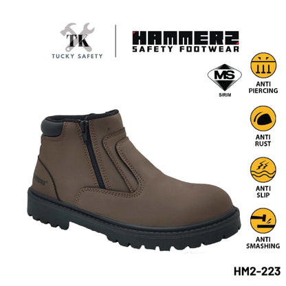 HM2-223 [ HAMMER 2 ] 6" Zip-Up Ankle Boots Leather Safety Boot Non-Metallic Toe Cap and Midsole