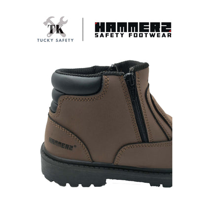 HM2-223 [ HAMMER 2 ] 6" Zip-Up Ankle Boots Leather Safety Boot Non-Metallic Toe Cap and Midsole