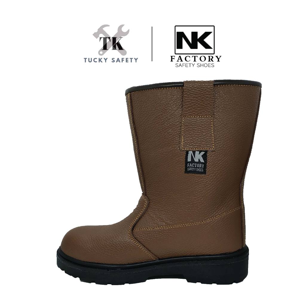 NK-1-BRW NK SAFETY SHOES STEEL TOE CAP SAFETY BOOT STEEL PLATE PU SOLE / KASUT SAFETY KERJA ARTIFICIAL LEATHER