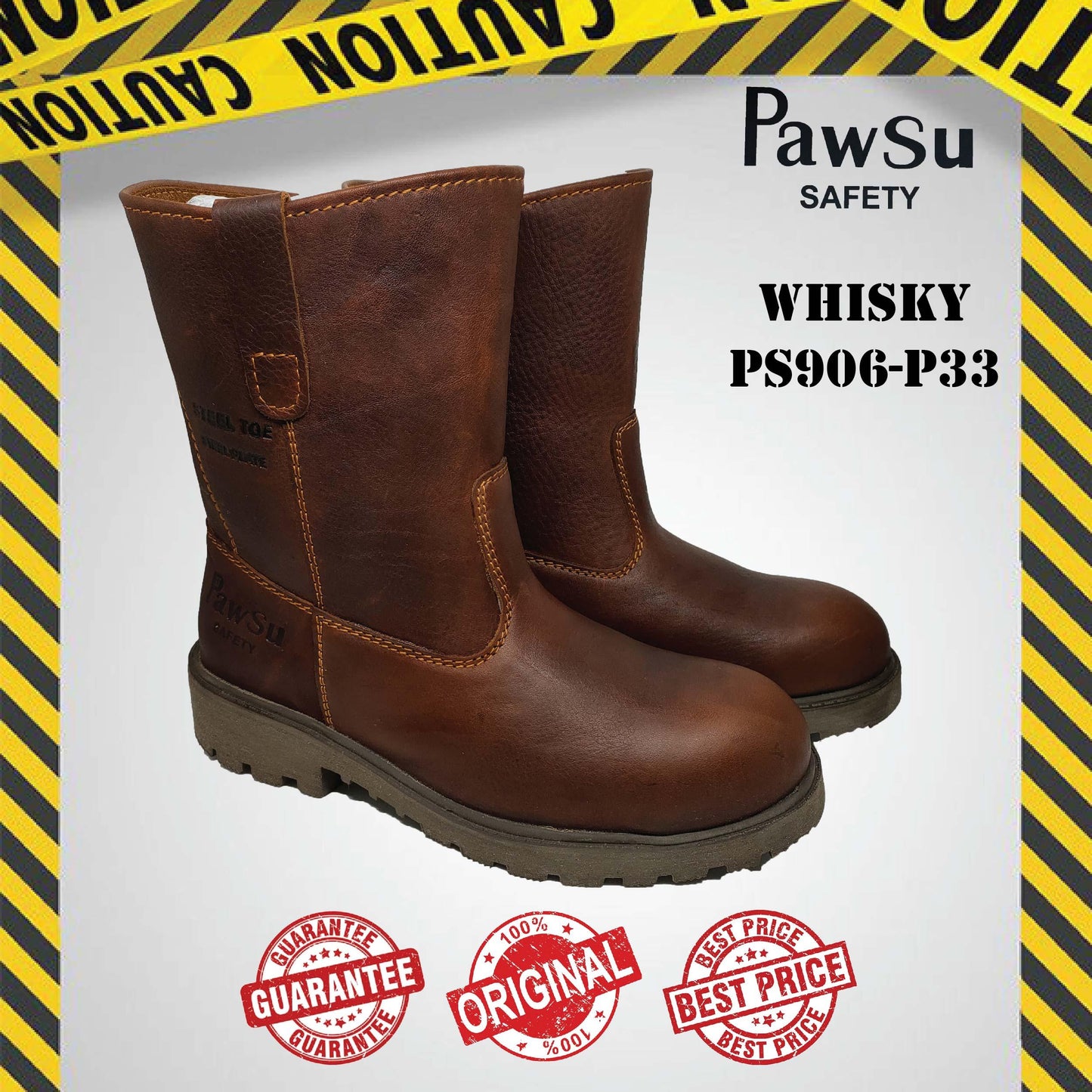 PS906 PAWSU ROUND TOE MEN'S SAFETY BOOT / STEEL TOE PLATE HEAVY DUTY SAFETY BOOT / KASUT KERJA LELAKI