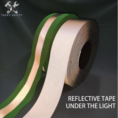 FABRIC SAFETY REFLECTIVE TAPE / REFLECTIVE LINE / TAPE PANTULAN KESELAMATAN / GREEN SILVER REFLECTIVE SILVER REFLECTIVE