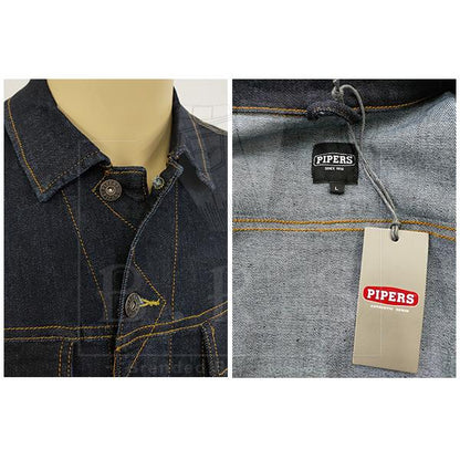 P921-70996 [ PIPERS ]  ( SIZE L-2XL ) MEN'S DENIM STRETCHABLE JEANS JACKET / PLAIN CASUAL LONG SLEEVE JACKET