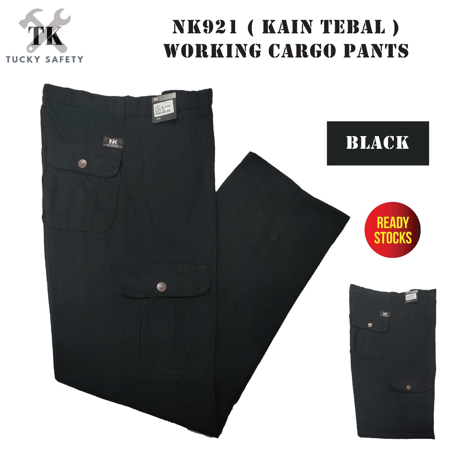 921 SERIES - ( SIZE 28-50 ) SELUAR CARGO KERJA KAIN TEBAL POKET TEPI LELAKI / WORKING CARGO PANTS STRAIGHT CUT