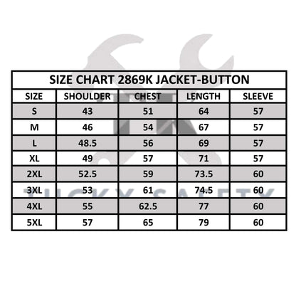 2869K Button - SIZE XS - 6XL PPE SAFETY JACKET / BAJU KERJA / CLOTHES ( BUTTON SERIES )